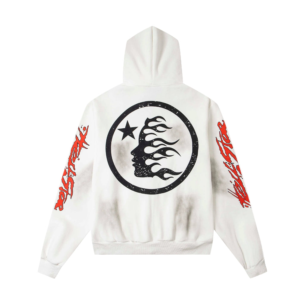 Hellstar Zip Up Hoodie White and Black
